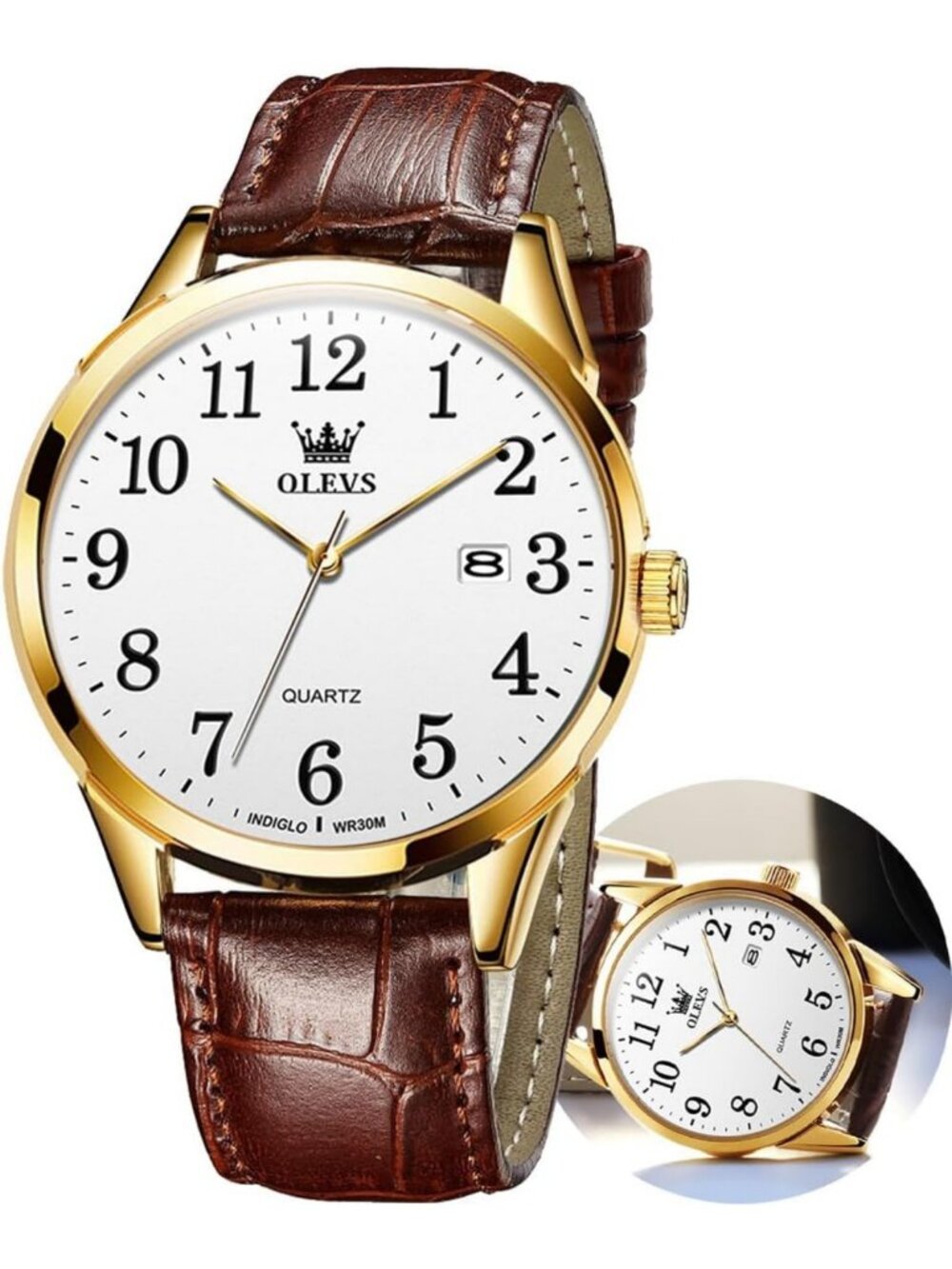 Vintage Leather Band Men's Watch - Classic Analog Quartz, Easy Reader